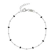 Bracelet Argent 925 Perles Émaillées et Perles Argent 925 - Noir