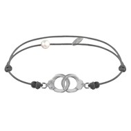 Bracelet Lien Argent Petites Menottes - Gris