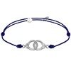 Bracelet Lien en Argent 925 Petites Menottes - Bleu Navy - vue V1