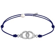 Bracelet Lien Argent Petites Menottes - Bleu Navy