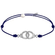Bracelet Lien en Argent 925 Petites Menottes - Bleu Navy