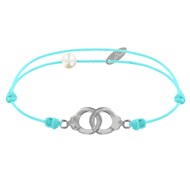 Bracelet Lien Argent Petites Menottes - Turquoise