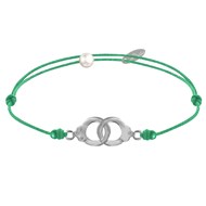 Bracelet Lien Argent Petites Menottes - Vert