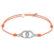 Bracelet Lien Argent Petites Menottes - Orange