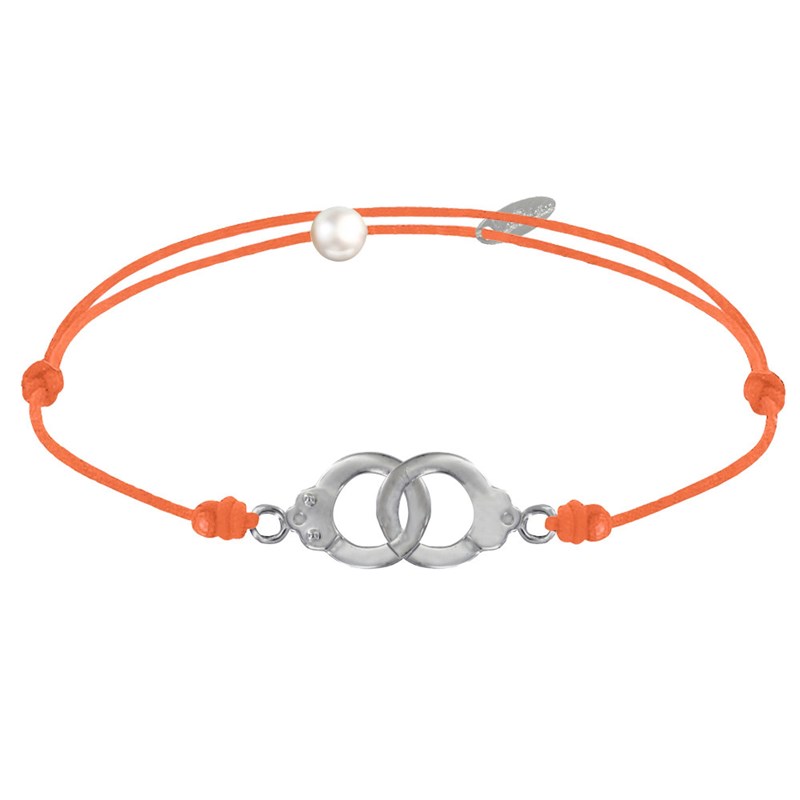 Bracelet Lien en Argent 925 Petites Menottes - Orange
