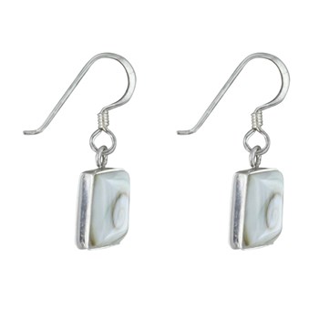 Boucles d'Oreilles Argent 925 Oeil de Sainte Lucie Moyen Carré
