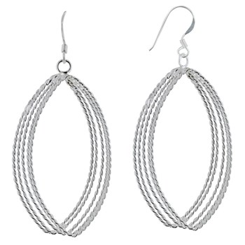 Boucles d'Oreilles Argent 925 Cinq Ovales Torsadés