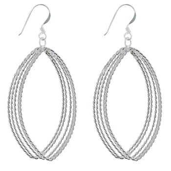 Boucles d'Oreilles Argent 925 Cinq Ovales Torsadés