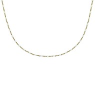 Collier Plaqué Or Chaine Billes et Perles Émaillées - Blanc