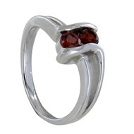 Bague Argent Rhodié Double Grenat