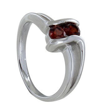 Bague Argent 925 Rhodié Double Grenat