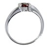 Bague Argent 925 Rhodié Double Grenat - vue V2