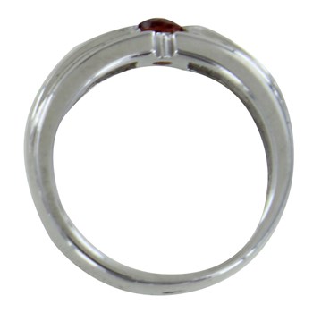 Bague Argent 925 Rhodié Large Grenat Rond