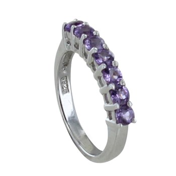 Bague Argent 925 Rhodié Alliance Améthyste