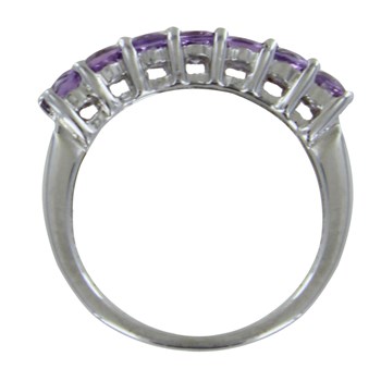 Bague Argent 925 Rhodié Alliance Améthyste