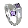 Bague Argent 925 Rhodié Toi et Moi Carré Améthyste - vue V1