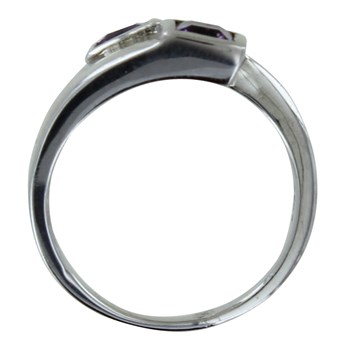 Bague Argent 925 Rhodié Toi et Moi Carré Améthyste