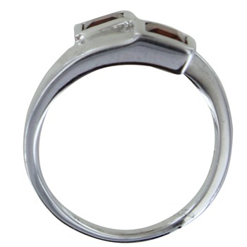 Bague Argent 925 Rhodié Toi et Moi Carré Grenat