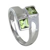Bague Argent 925 Rhodié Toi et Moi Carré Péridot - vue V1
