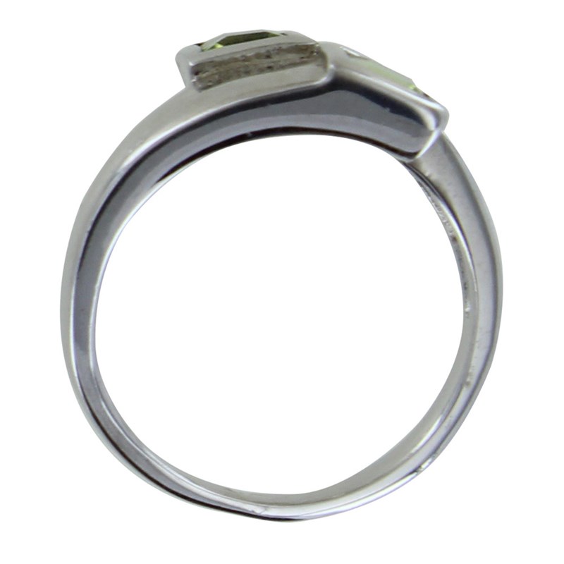 Bague Argent 925 Rhodié Toi et Moi Carré Péridot - vue 2