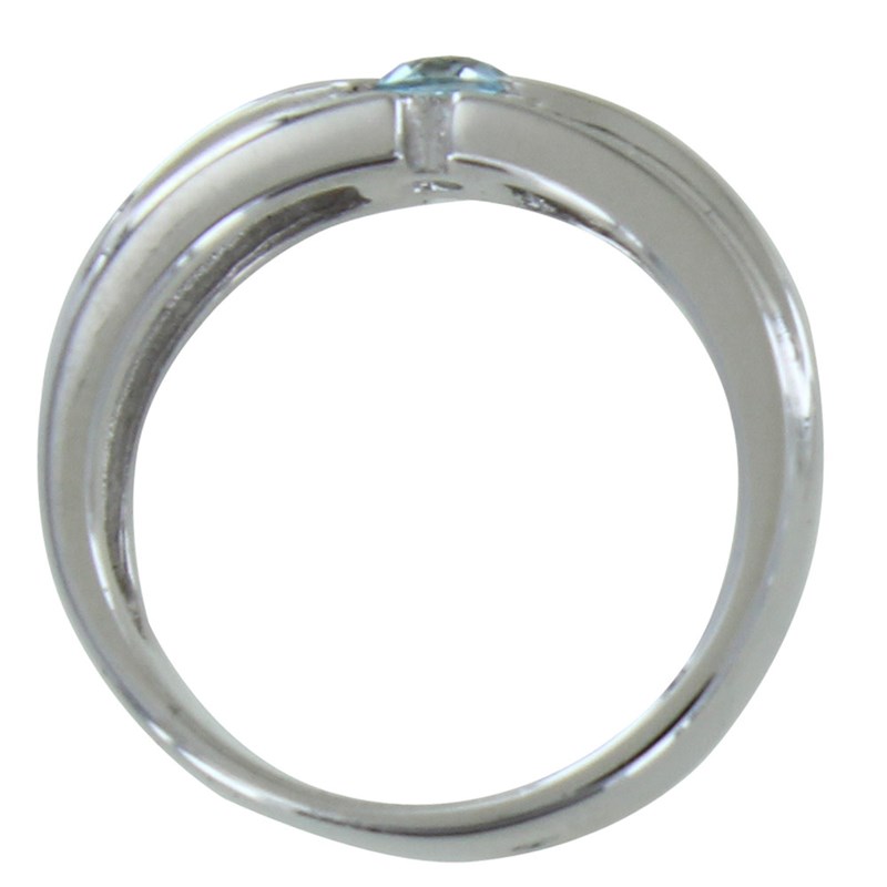 Bague Argent Rhodié Large Topaze Ronde - vue 2