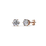 Boucles d'oreilles Solitaire - Or Rosé et Cristal - Taille M