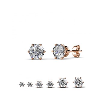 Solitaire Oorbellen - Roségoud en Kristal - Maat M