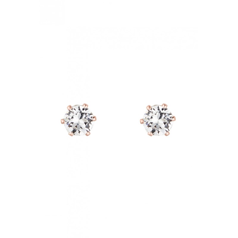 Boucles d'oreilles Solitaire - Or Rosé et Cristal - Taille M - vue 4