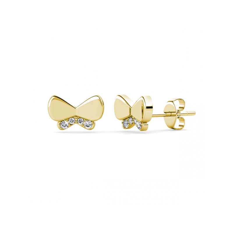 Boucles d'oreilles Butterfly Bow - Doré et Cristal