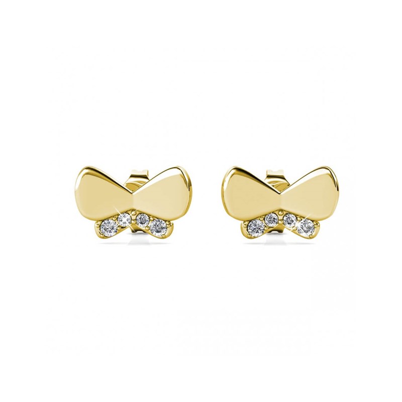 Boucles d'oreilles Butterfly Bow - Doré et Cristal - vue 2