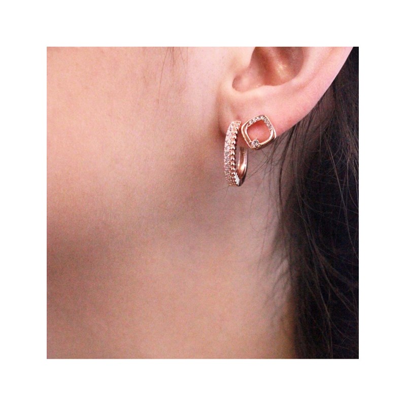 Boucles d'oreilles Adelise - Or Rosé et Cristal - vue 2