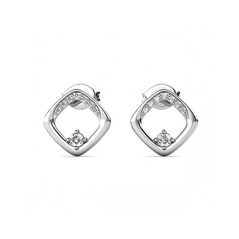 Boucles d'oreilles Adelise - Argenté et Cristal - vue 3