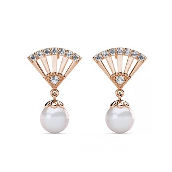 Oorbellen Ingride Parel - Roségoud en Kristal