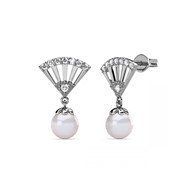 Boucles d'oreilles Ingride Pearl - Argenté et Cristal