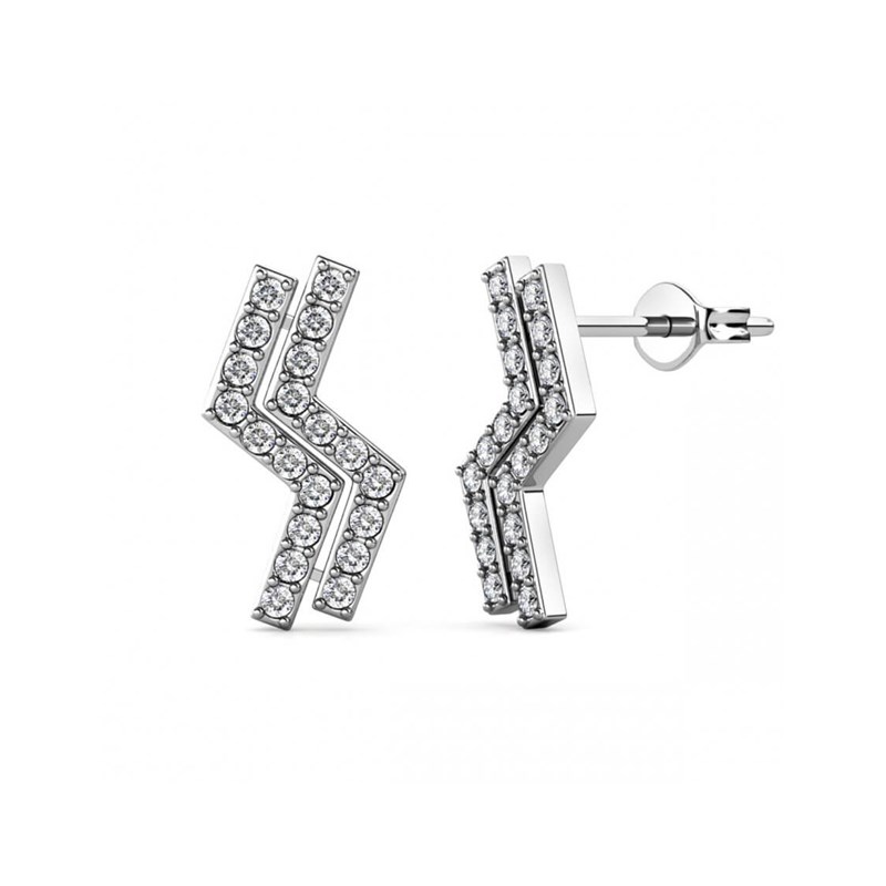 Boucles d'oreilles Brontide - Argenté et Cristal