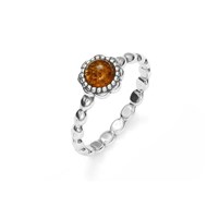 BAGUE ARGENT RHODIE AMBRE COGNAC