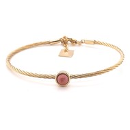 Bracelet Jonc Zag Bijoux acier doré Grenat