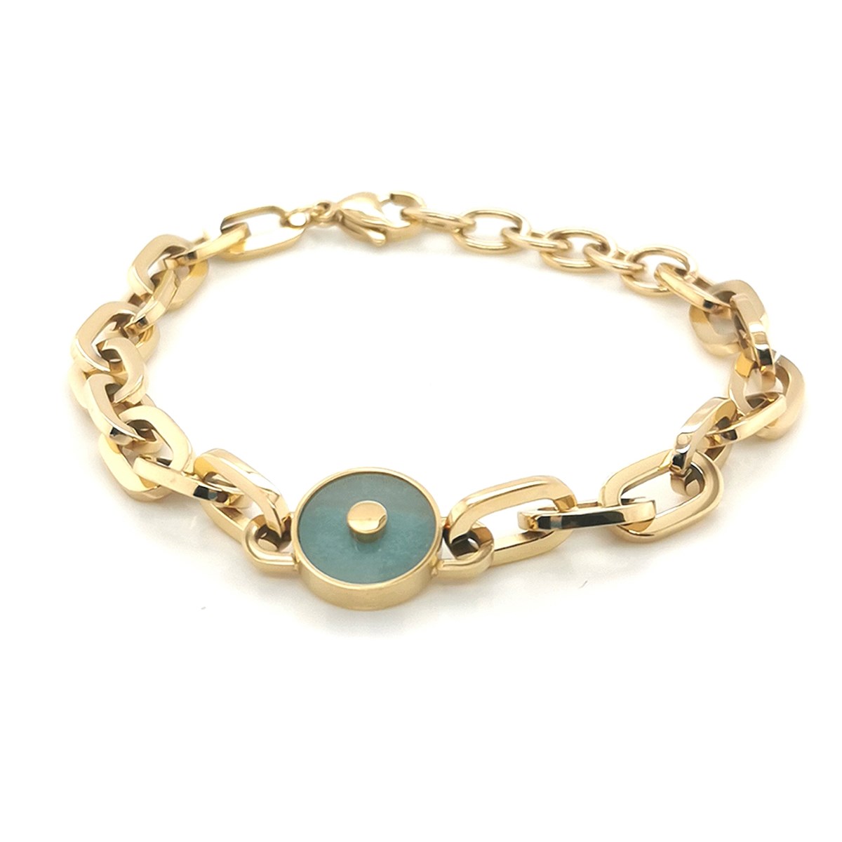 Bracelet Zag Bijoux acier doré amazonite Femme Bracelet souple MATY