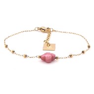 Bracelet Zag Velasquez acier doré agate rose