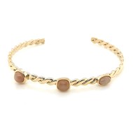 Jonc Zag Bijoux acier doré pierre de soleil