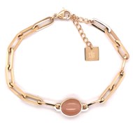 Bracelet Zag Bijoux acier doré pierre de soleil