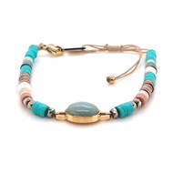 Bracelet Zag Bijoux acier doré amazonite