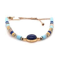 Bracelet Zag Bijoux acier doré lapis lazuli