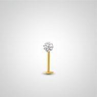 Piercing hélix or jaune et cristal de Swarovski blanc