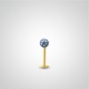 Piercing hélix barre or jaune avec boule en cristal de Swarovski bleu ciel - vue V1