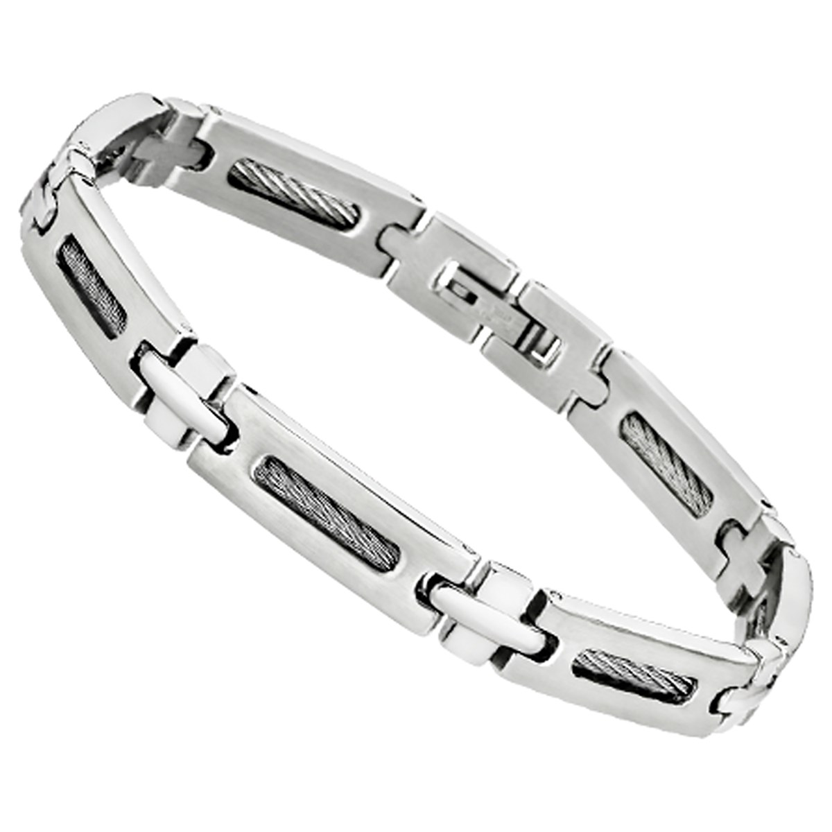 Bracelet Lotus homme acier et cable - Homme - Bracelet souple | MATY