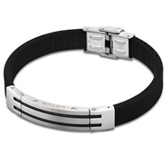 Bracelet Lotus homme acier et noir