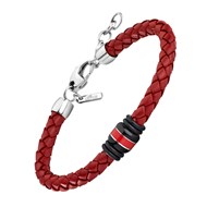 Bracelet Lotus homme cuir rouge et noir