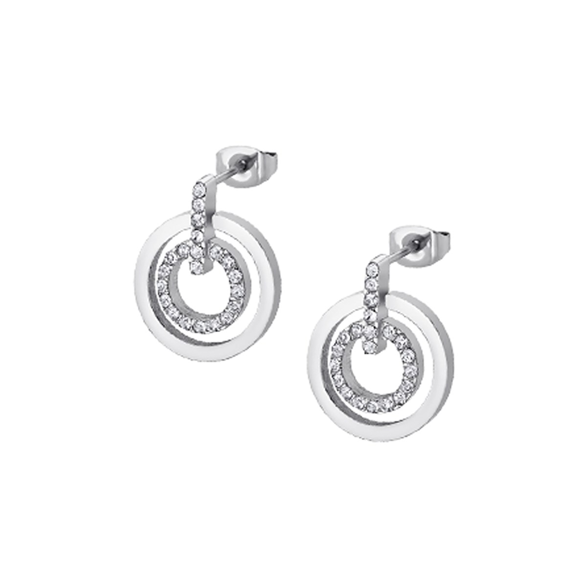 Boucles d'oreilles Lotus bliss acier double anneaux