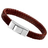 Bracelet Lotus homme cuir tressé marron